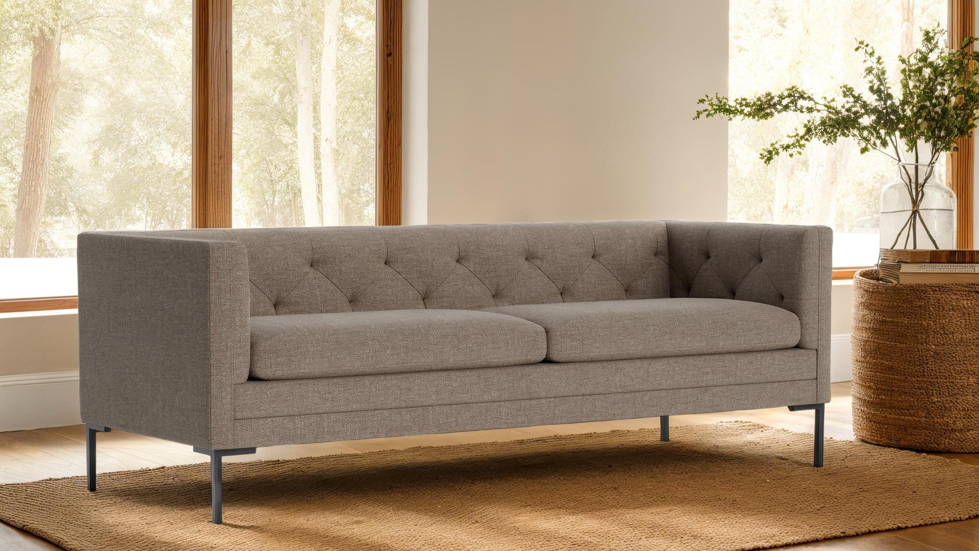 Modern Tuxedo Tufted Sofa - Two seater